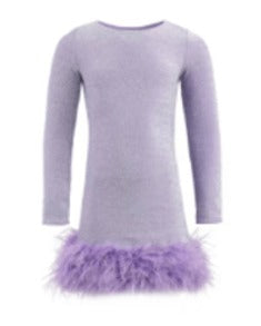 Lola & The Boys Lavender Shimmer Feather Dress