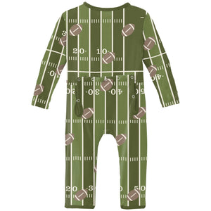Kickee Pants Covertible Coverall- Pesto Football