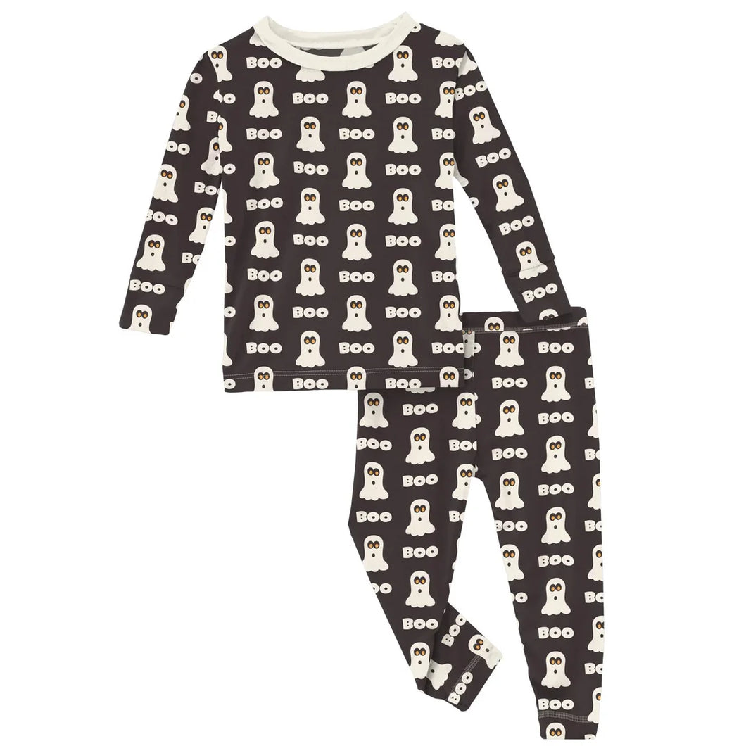 Kickee Pants Long Sleeve Pajama Set- Midnight Boo