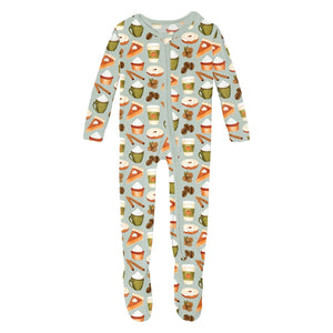 Kickee Pants Footie with 2 Way Zipper- Aloe Pumpkin Spice