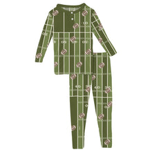 Load image into Gallery viewer, Kickee Pants Long Sleeve Henley Pajama Set- Pesto Football
