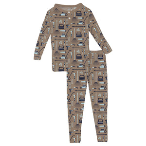Kickee Pants Long Sleeve Henley Pajama Set- Portabella Fall Tools