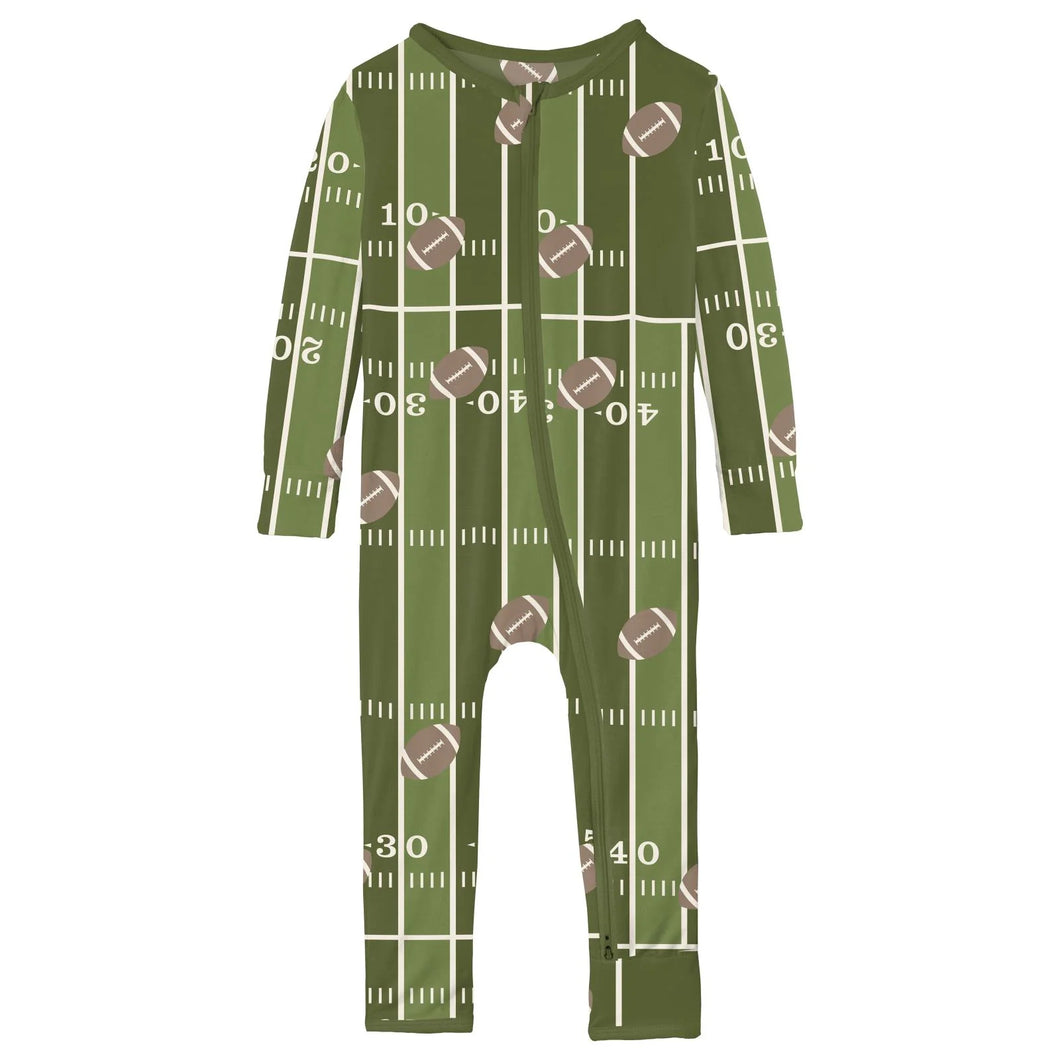 Kickee Pants Covertible Coverall- Pesto Football