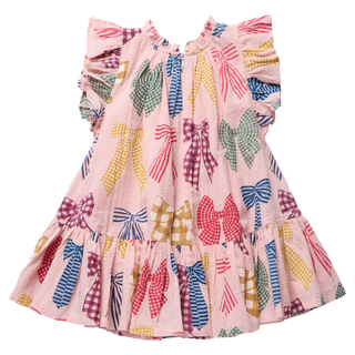 PINK CHICKEN GIRLS HARPER DRESS- PATTERNED BOWS