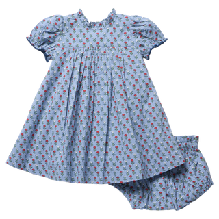 PINK CHICKEN BABY GIRLS LUCIA DRESS SET-LIGHT BLUE CARNATION