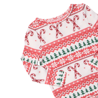 Pink Chicken Kids Bamboo PJ Set - Candy Cane Fair Isle