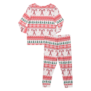 Pink Chicken Kids Bamboo PJ Set - Candy Cane Fair Isle
