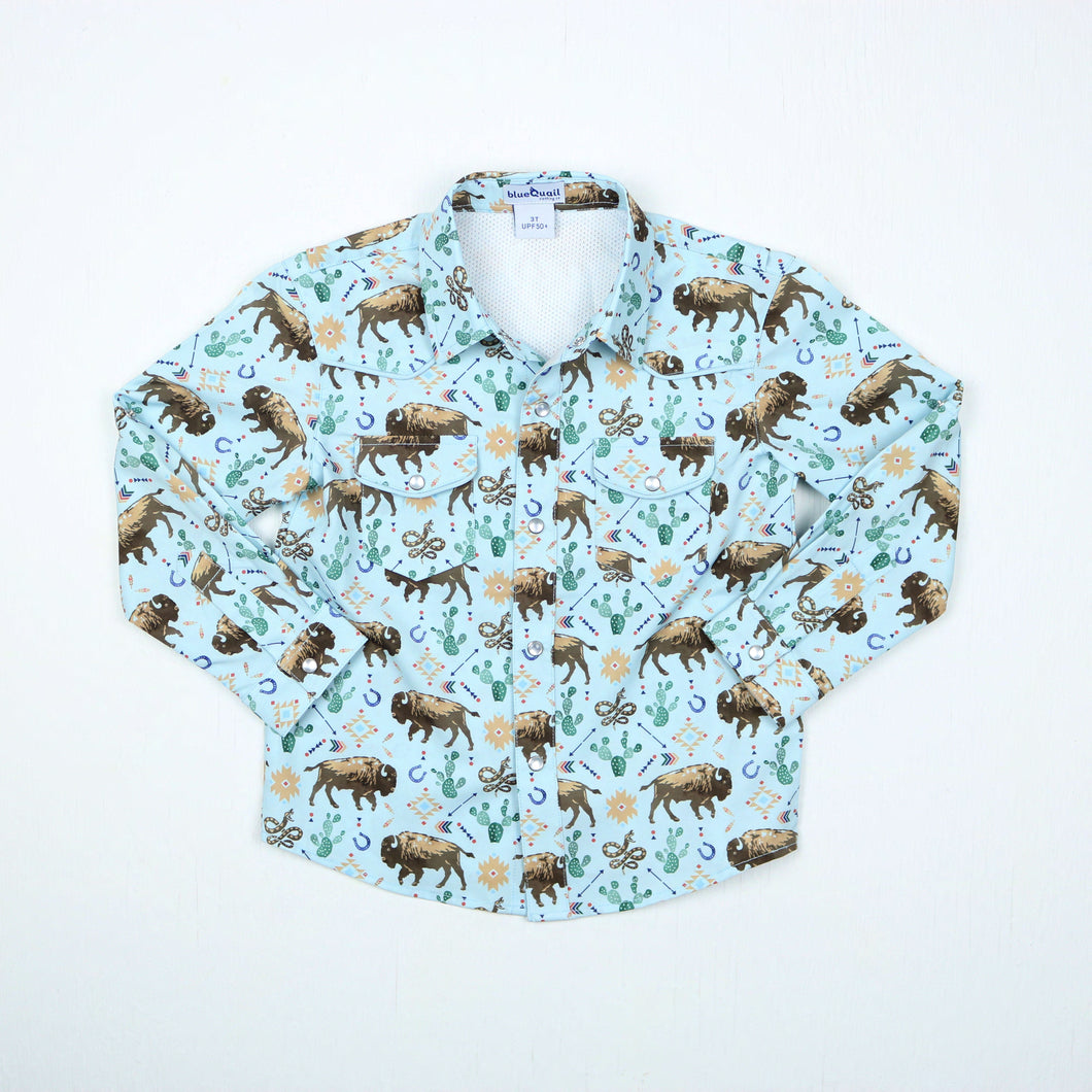 BlueQuail Western Buffalo Pearl Snap Long Sleeve Shirt