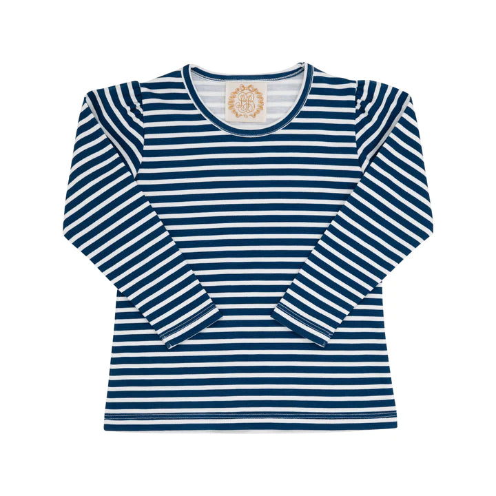 The Beaufort Bonnet Company Nantucket Navy Stripe Long Sleeve Penny's Play Shirt
