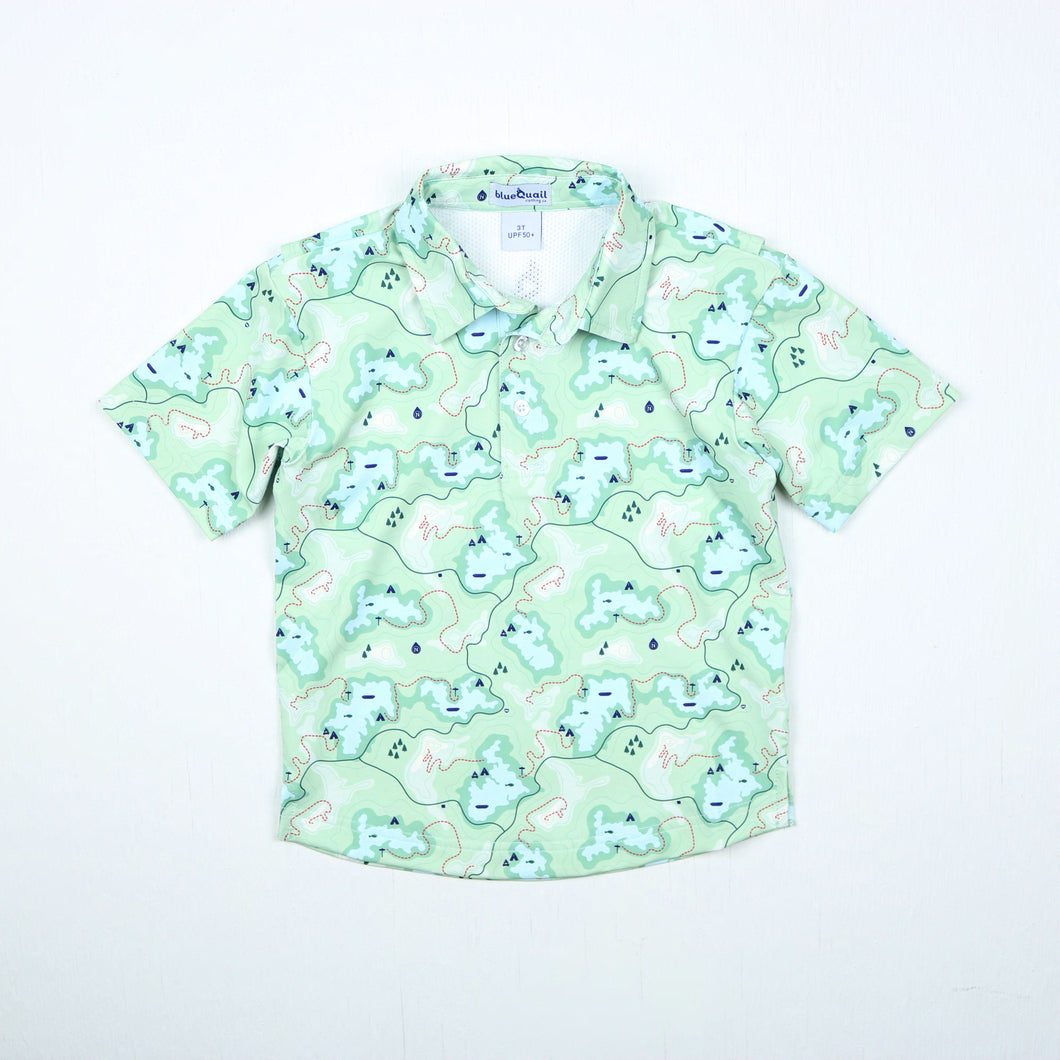 BlueQuail Trail Map Camo Polo Short Sleeve Shirt