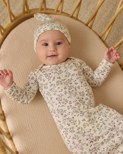 Quincy Mae Bamboo Baby Gown + Hat Set- Woodland