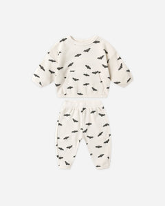 Quincy Mae Waffle Slouch Set- Bats