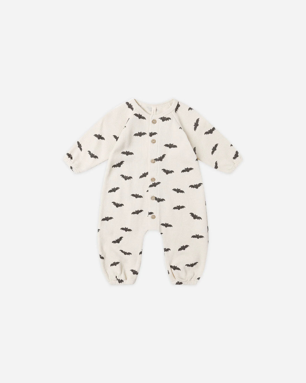 Quincy Mae Waffle Long Sleeve Jumpsuit- Bats
