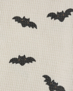 Quincy Mae Waffle Long Sleeve Jumpsuit- Bats