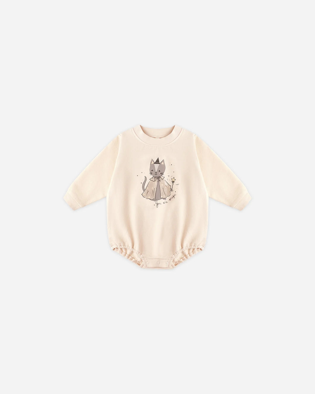 Quincy Mae Crewneck Bubble Romper- Magic Cat