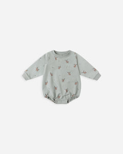 Quincy Mae Crewneck Bubble Romper- Moose