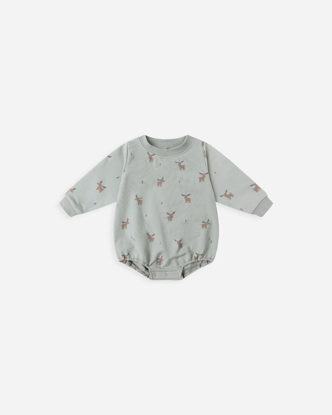Quincy Mae Crewneck Bubble Romper- Moose