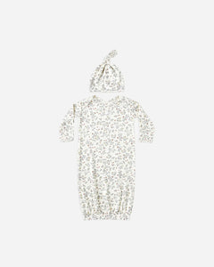 Quincy Mae Bamboo Baby Gown + Hat Set- Woodland
