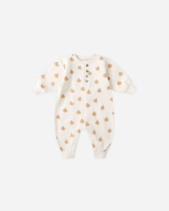 Quincy Mae Relaxed Fleece Jumpsuit- Smiley Pumpkins