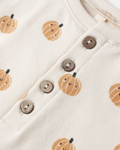 Quincy Mae Relaxed Fleece Jumpsuit- Smiley Pumpkins