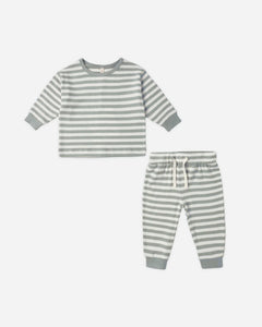 Quincy Mae Cozy Set- Blue Stripe