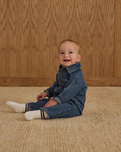 RYLEE + CRU COLLARED BABY JUMPSUIT-INDIGO DENIM