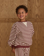 Load image into Gallery viewer, RYLEE + CRU OVERSIZED CREW JOGGER SET- BURGUNDY STRIPE
