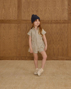 RYLEE + CRU UTILITY ROMPER-NAVY PINSTRIPE