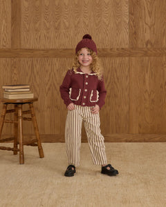 RYLEE + CRU BARREL PANT-BURGUNDY PINSTRIPE