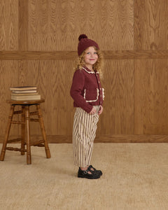 RYLEE + CRU BARREL PANT-BURGUNDY PINSTRIPE