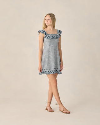 RYLEE + CRU TEEN BIANCA MINI DRESS MARINE GINGHAM