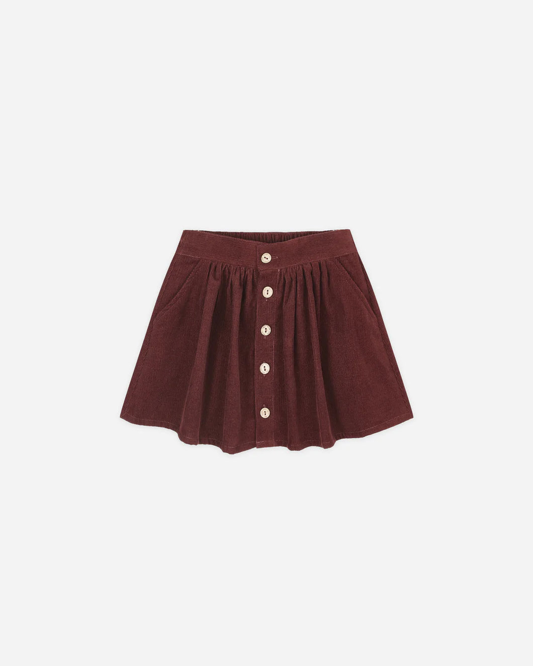 RYLEE + CRU BUTTON FRONT MINI SKIRT-BURGUNDY