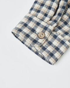 RYLEE + CRU COLLARD LONG SLEEVE SHIRT-NAVYCHECK
