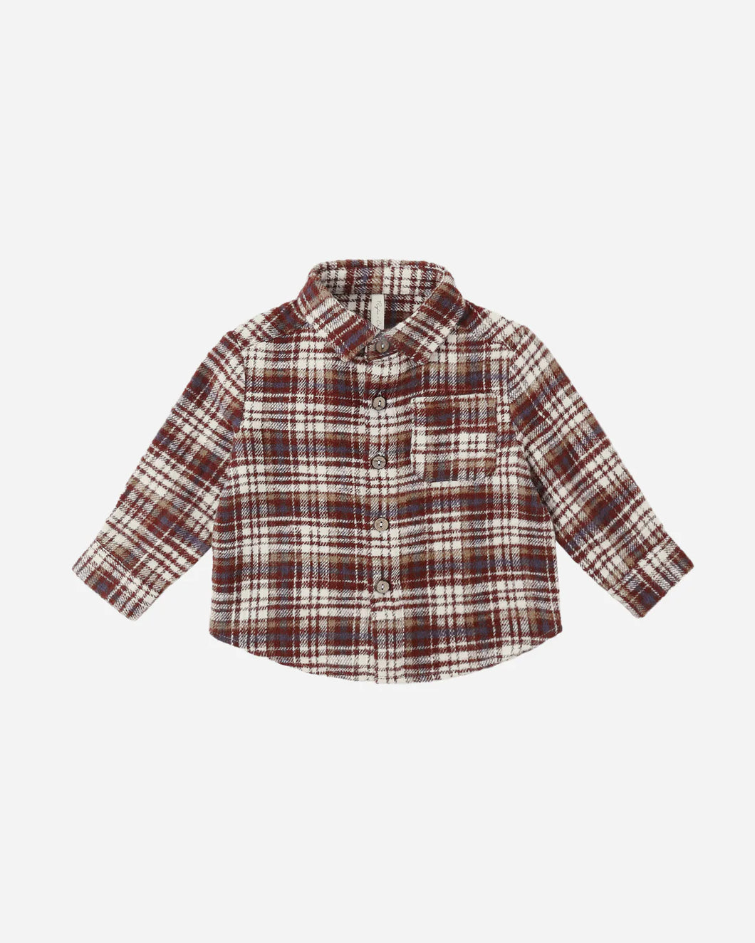 RYLEE + CRU COLLARD LONG SLEEVE SHIRT- BURGUNDY PLAID