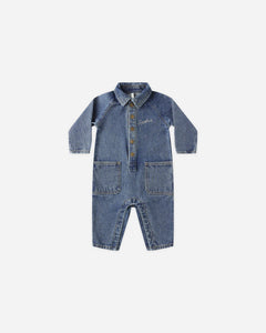 RYLEE + CRU COLLARED BABY JUMPSUIT-INDIGO DENIM