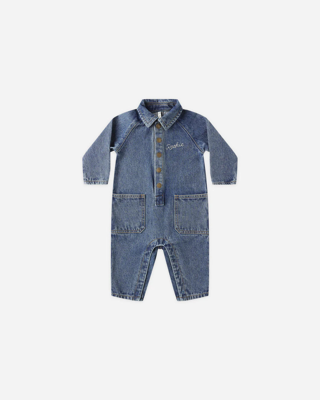 RYLEE + CRU COLLARED BABY JUMPSUIT-INDIGO DENIM