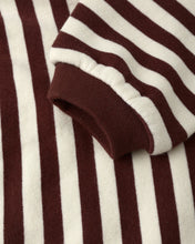 Load image into Gallery viewer, RYLEE + CRU CREWNECK ROMPER- BURGUNDY STRIPE
