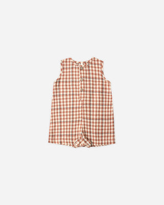 RYLEE + CRU MAVERICK ROMPER POPPY GINGHAM