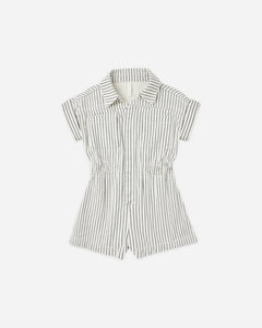 RYLEE + CRU UTILITY ROMPER-NAVY PINSTRIPE