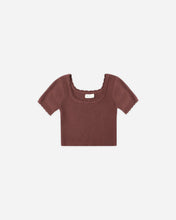 Load image into Gallery viewer, RYLEE + CRU SCALLOP TEE-BURGUNDY

