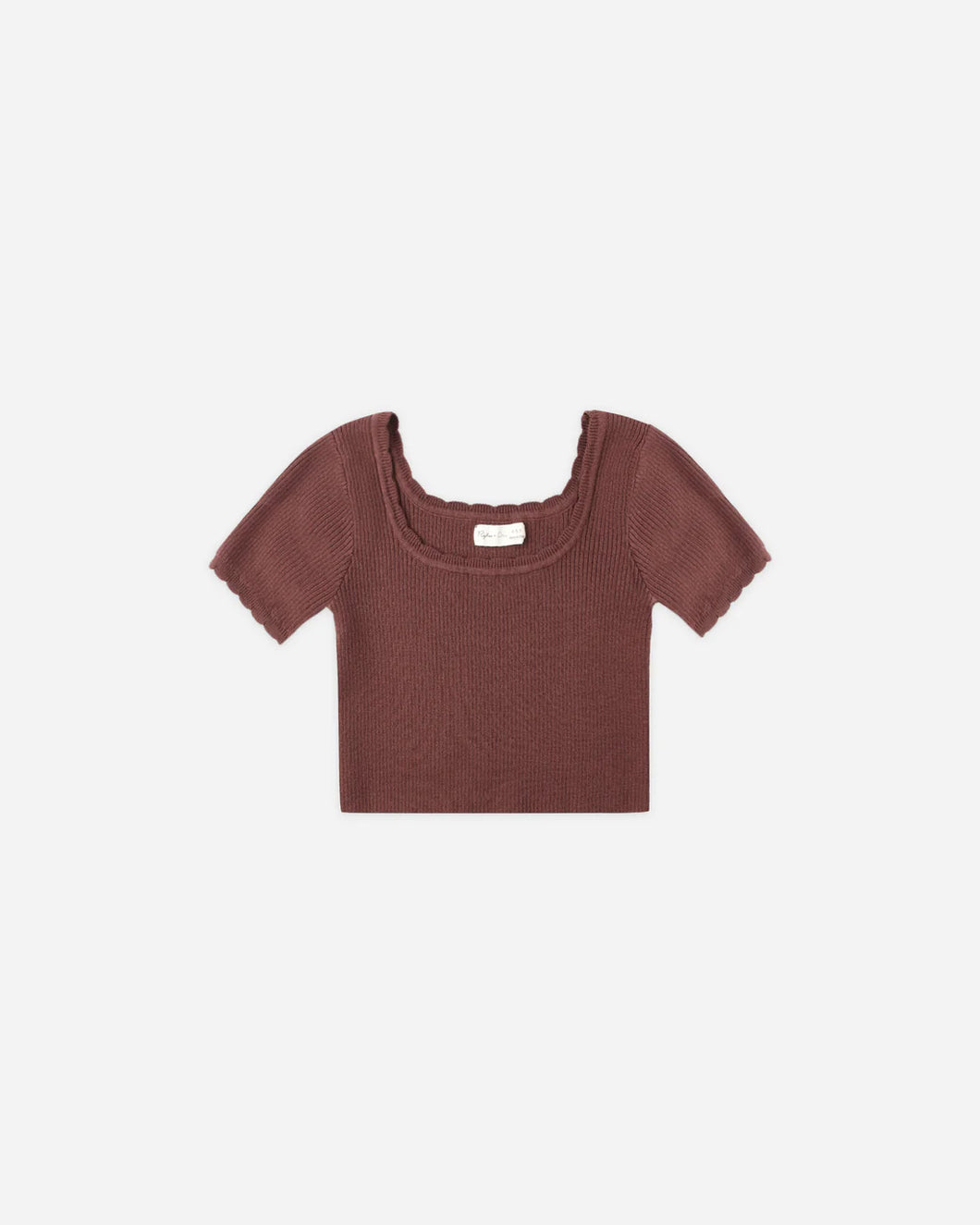 RYLEE + CRU SCALLOP TEE-BURGUNDY