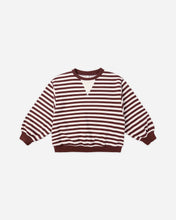 Load image into Gallery viewer, RYLEE + CRU OVERSIZED CREW JOGGER SET- BURGUNDY STRIPE
