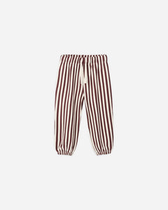 RYLEE + CRU OVERSIZED CREW JOGGER SET- BURGUNDY STRIPE