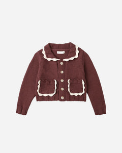 RYLEE + CRU COLLARED CARDIGAN-BURGUNDY