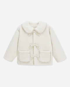 RYLEE + CRU SHEARLING COLLARED COAT-NATURAL