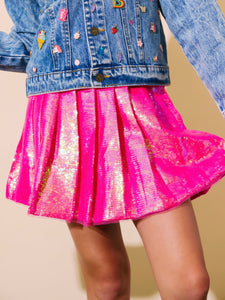Lola + The Boys Shimmer Sequin Skirt- Pink