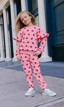 Load image into Gallery viewer, Lola + The Boys Strawberry Ruffle Joggers Set
