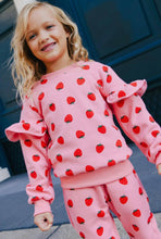 Load image into Gallery viewer, Lola + The Boys Strawberry Ruffle Joggers Set
