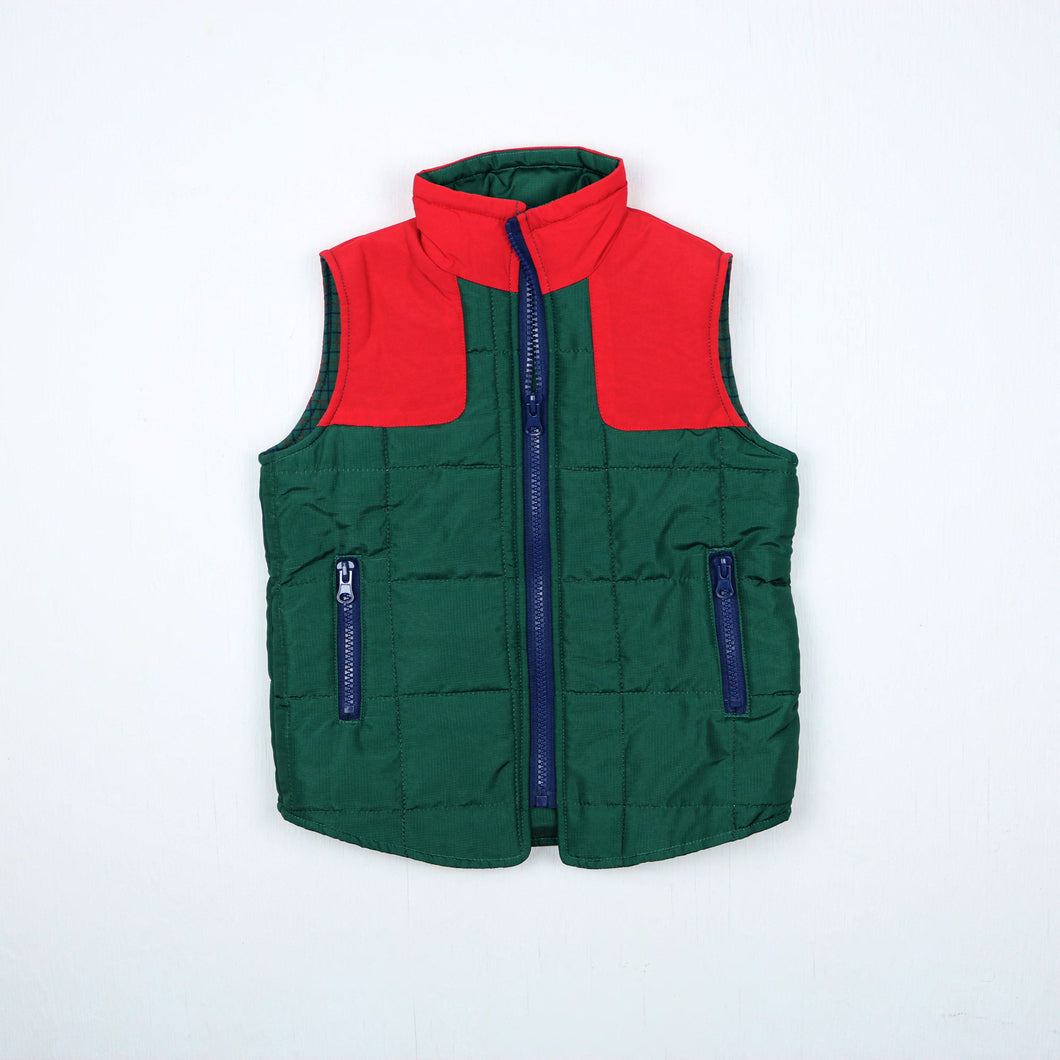 BlueQuail Green/ Red Tattersall Vest