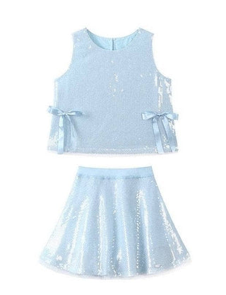 LOLA + THE BOYS BABY BLUE SEQUIN BOW SET